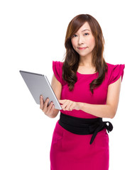 Naklejka premium Woman use digital tablet
