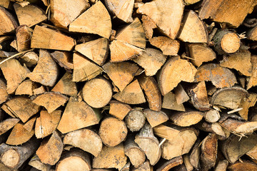 Firewood stacked .