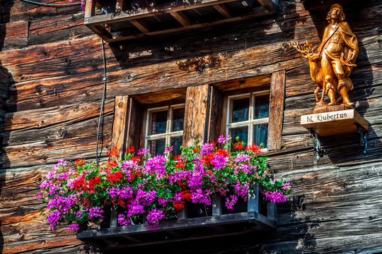 wooden houses in Fiesch - Switzerland