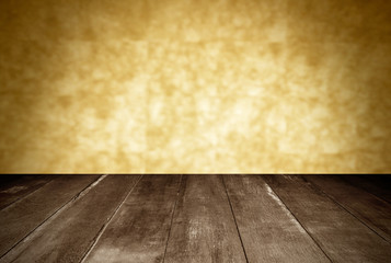 wooden and orange wall blur background