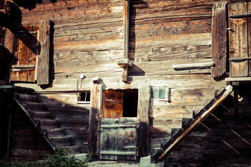 wooden houses in Fiesch - Switzerland