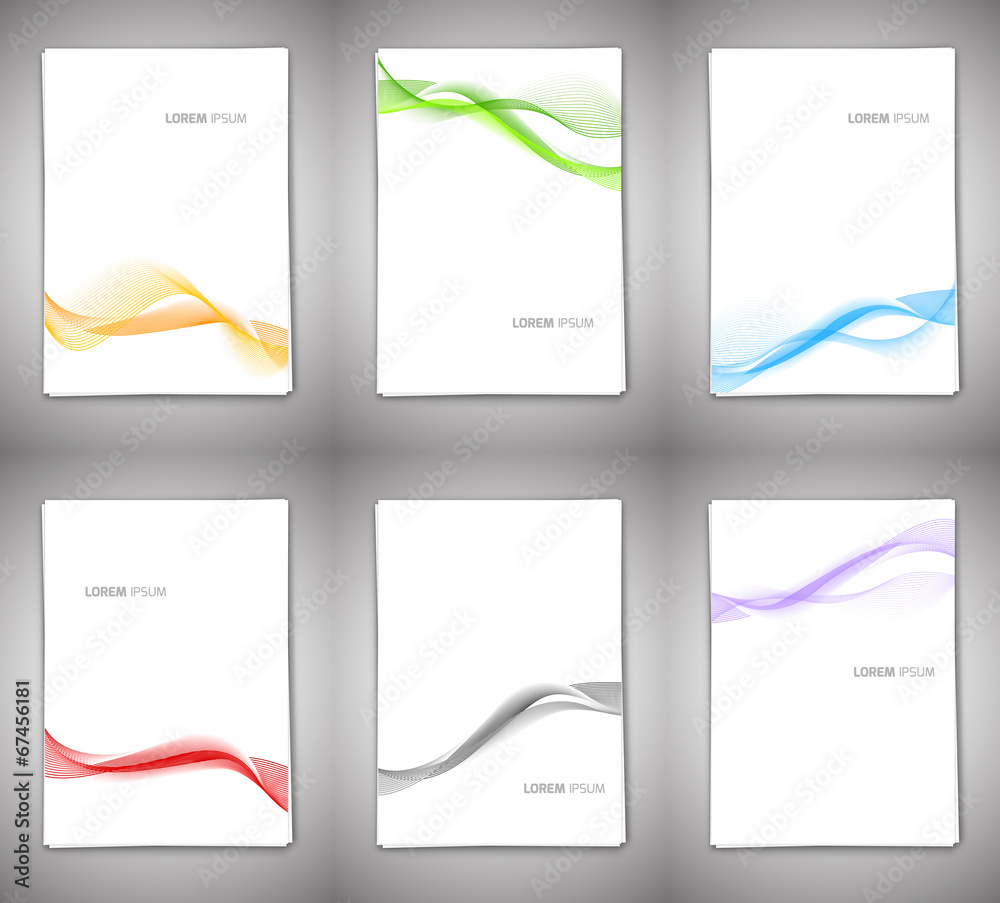 Poster set of backgrounds with wavy lines