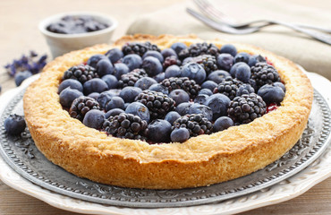 Blueberry and blackberry tart