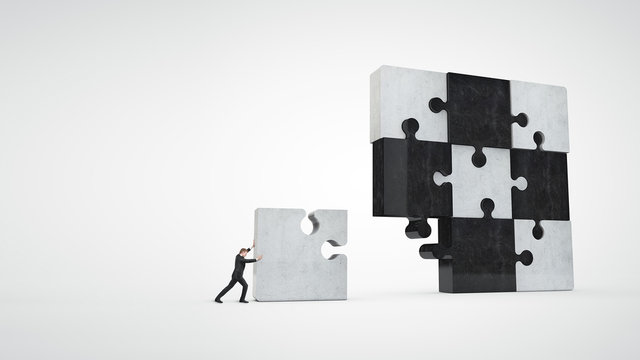 businessman building puzzle