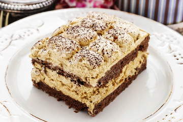 Italian cuisine: tiramisu cake