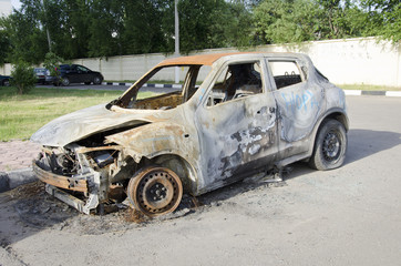Fototapeta na wymiar Burned car