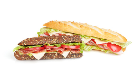 Fresh sandwiches with meat and vegetables