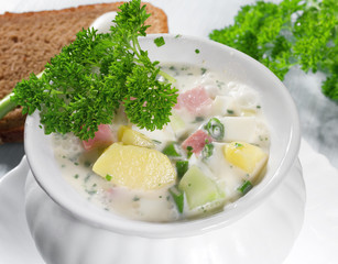 Summer cold soup with vegetables