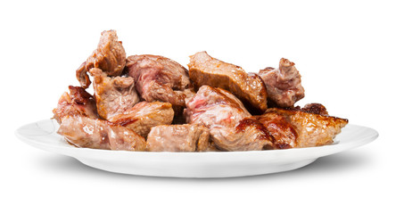 Grilled Meat On A White Plate Rotated