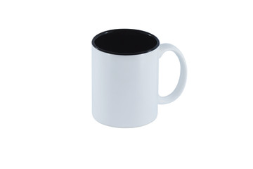 White mug with black inside isolated on white background