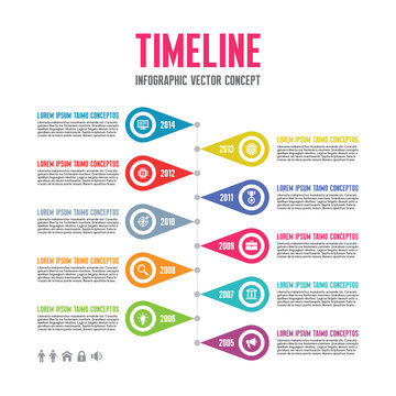 Infographic Vector Concept in Flat Style - Timeline Template