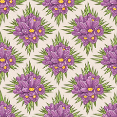 Seamless floral pattern with crocus