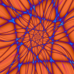 Obraz premium Blue Line Spiral on Orange