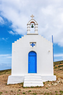 Small white chapel on the island of Mykonos