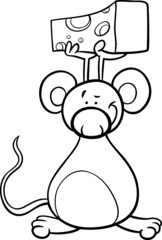 cute mouse with cheese coloring page