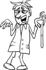 crazy scientist cartoon coloring page