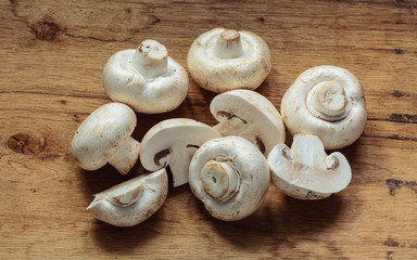 Food. Fresh white mushrooms champigonons
