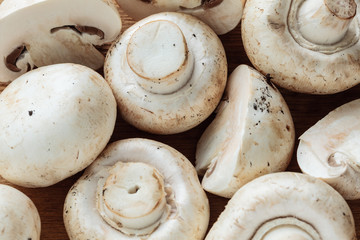Food. Fresh white mushrooms champigonons
