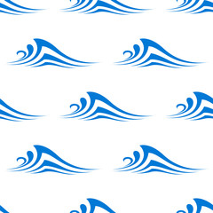 Stylized curling ocean waves seamless pattern