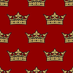 Golden crown seamless background pattern