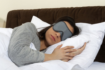 Sleeping in sleep mask.