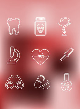 Medical icons in outline style