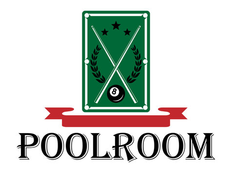 Poolroom and billiards emblem