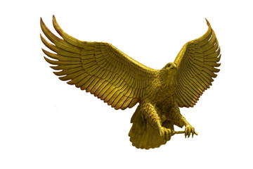 Fototapeta na wymiar Golden eagle statue with big expanded wings