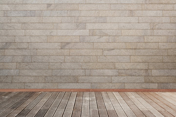 Interior room with stone wall and wooden floor