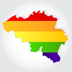 Fototapeta premium Rainbow flag in contour of Belgium
