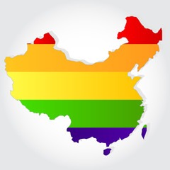 Rainbow flag in contour of China