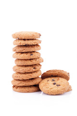 Chocolate chips cookies isolated on white background