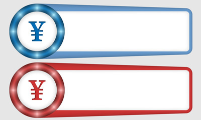 Fototapeta premium blue and red frames for any text with yen symbol