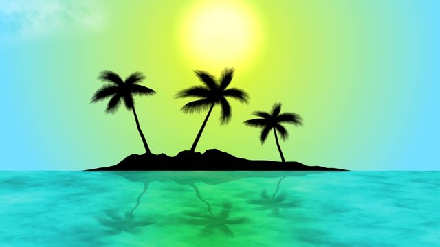 Island with palm trees