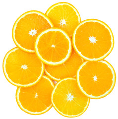 slice of orange on white background