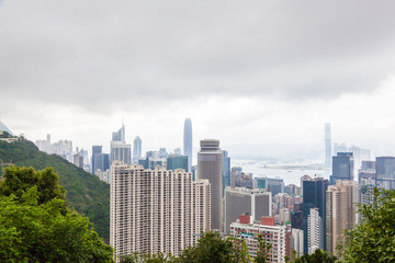 Obraz premium View of high rises from Hong Kong Park in Hong Kong, China