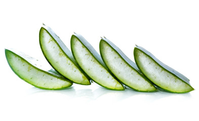 aloe vera fresh leaf. isolated over white
