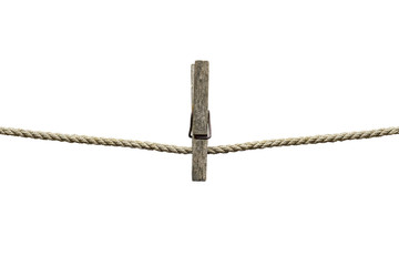 clothesline with clothespins isolated on white  background