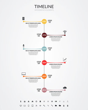 Timeline infographics, elements and icons. Vector