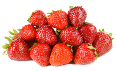 Ripe sweet strawberries isolated on white