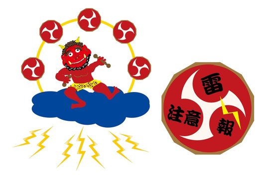 雷雲と赤鬼の雷注意報
