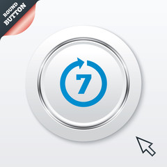 Return of goods within 7 days sign icon.