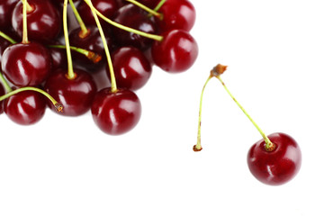 Sweet cherries isolated on white