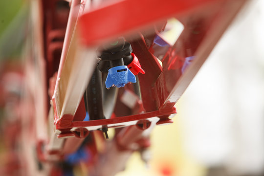 Tractor sprayer nozzle close-up