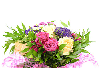 Colorful Flowers Bouquet Isolated on White Background