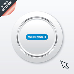 Webinar with arrow sign icon. Web study symbol.