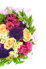 Colorful Flowers Bouquet Isolated on White Background