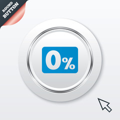Zero percent sign icon. Zero credit symbol.