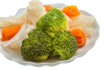 Boiled cabbage and broccoli