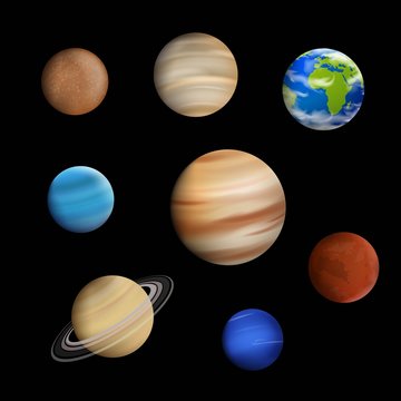Vector Illustration of Planets in the Solar System